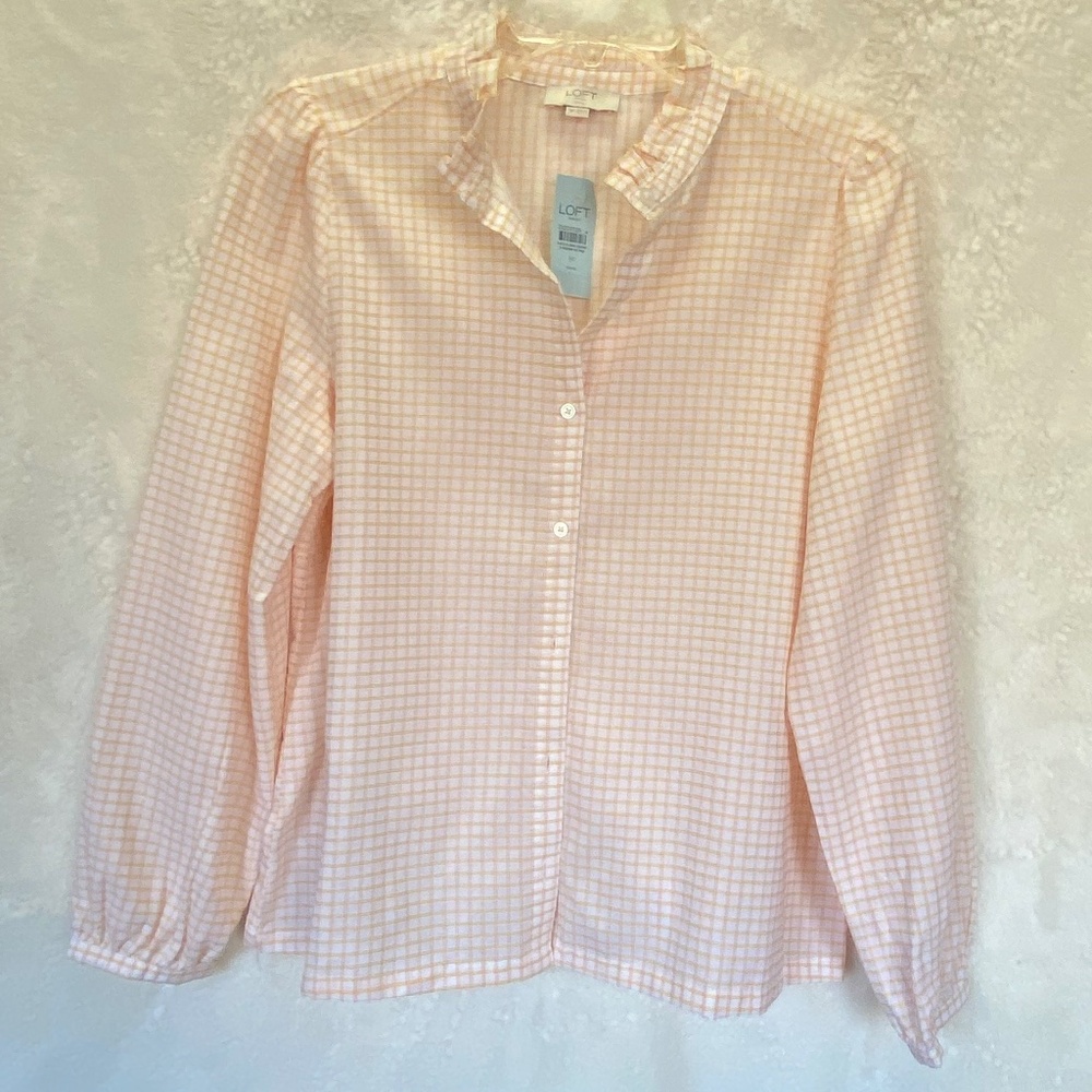 LOFT Petite Cotton Long Sleeve Blouse - size MP (NWT)